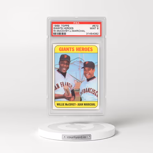 1969 Topps #572 Giants Heroes - W.McCovey/J.Marichal (PSA 9 MINT)