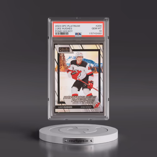 2023 Upper Deck O-Pee-Chee Platinum #204 Luke Hughes - Pond Hockey (PSA 10 GEM MINT)