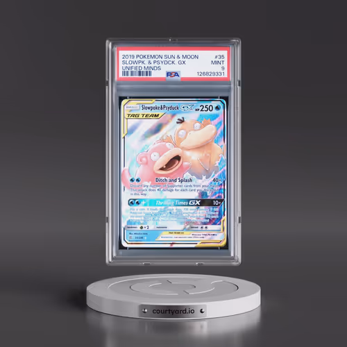 2019 Pokémon Sun & Moon Unified Minds #35 Slowpoke & Psyduck GX - Holo (PSA 9 MINT)