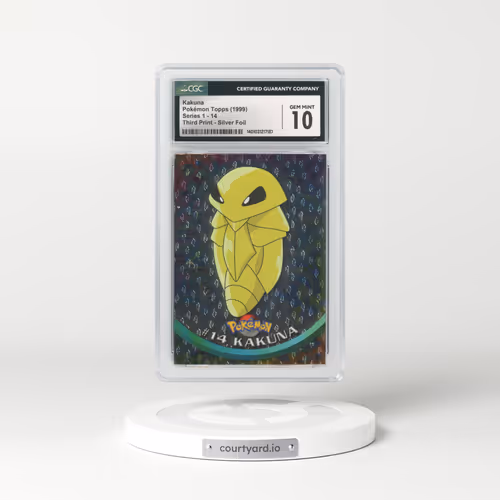 1999 Topps Series 1 #14 Kakuna - Third Print (Black Logo) Silver Foil (Flames and Teardrops) (CGC 10 GEM MINT)