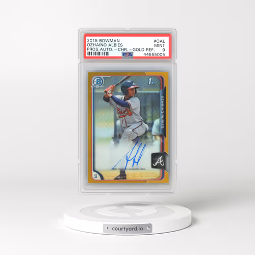 2015 Bowman Prospect Autograph #OAL Ozhaino Albies - Chrome Gold Refractor (PSA 9 MINT)