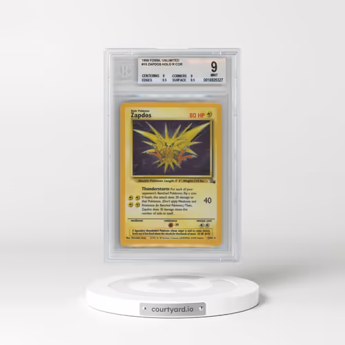 1999 Pokémon Fossil #15 Zapdos - Holo Corrected Foil (BGS 9 MINT)