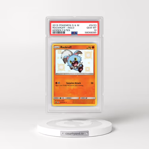 2019 Pokémon Sun & Moon Hidden Fates #SV23 Rockruff - Holo (PSA 10 GEM MINT)