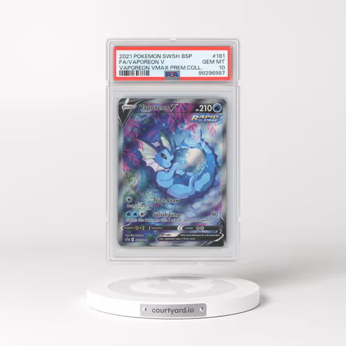 2021 Pokémon Swsh Black Star Promo #181 Vaporeon V - Holo Full Art Vaporeon Vmax Premium Collection (PSA 10 GEM MINT)