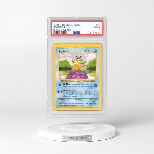 1999 Base Set #63 Squirtle - Shadowless Shadowless (PSA 9 MINT)