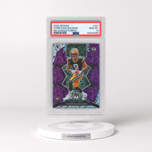 2022 Panini Mosaic #327 Christian Watson - No Huddle Purple (PSA 10 GEM MINT)