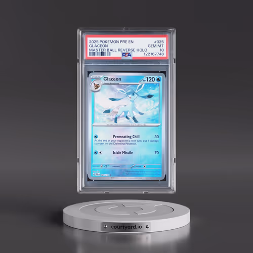 2025 Pokémon Pre EN-Prismatic Evolutions #025 Glaceon - Reverse Holo Master Ball (PSA 10 GEM MINT)