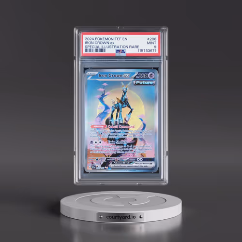 2024 Pokémon Tef EN-Temporal Forces #206 Iron Crown EX - Holo Special Illustration Rare (PSA 9 MINT)
