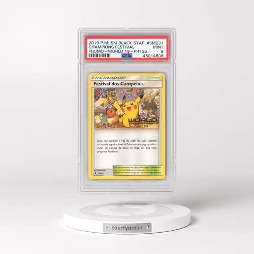 2019 Pokémon SM Black Star Promo #SM231 Champions Festival - World 19 (PSA 9 MINT)