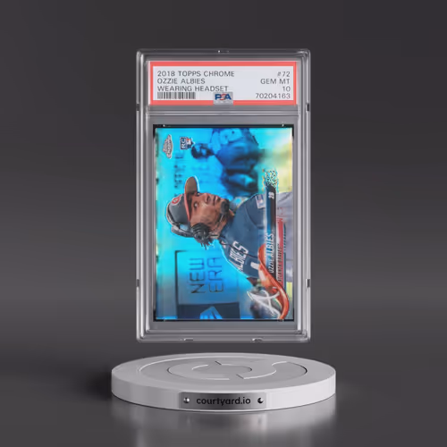 2018 Topps Chrome #72 Ozzie Albies - Wearing Headset-Refractor (PSA 10 GEM MINT)