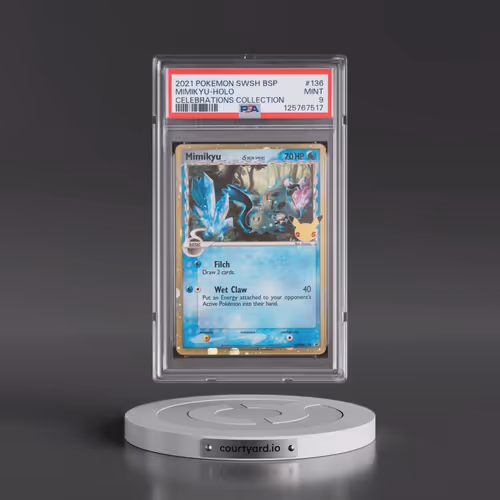 2021 Pokémon Swsh Black Star Promo #136 Mimikyu - Holo Celebrations Collection (PSA 9 MINT)