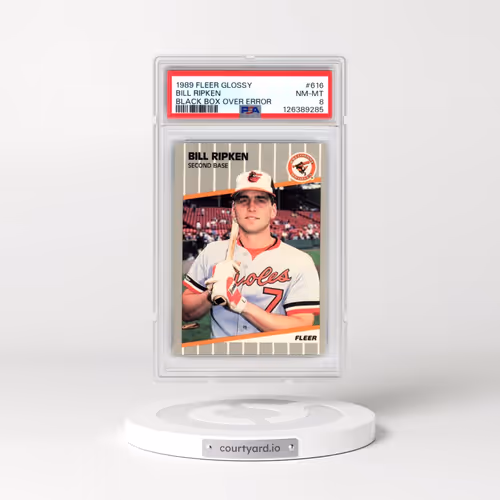 1989 Fleer Glossy #616 Bill Ripken - Black Box Over Error (PSA 8 NM-MT)