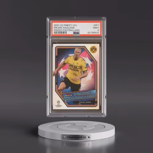 2021-2022 Topps Finest UEFA Champions League Prized Footballers #PF1 Erling Haaland (PSA 9 MINT)