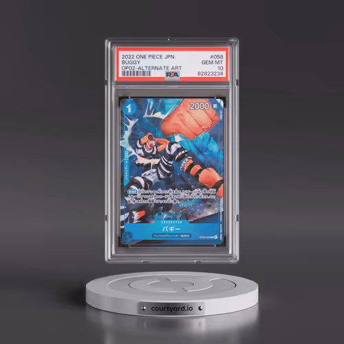 2022 One Piece Japanese OP02-Paramount War #058 Buggy - Alternate Art (PSA 10 GEM MINT)