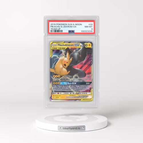 2019 Pokémon Sun & Moon Team Up #33 Pikachu & Zekrom GX - Holo (PSA 8 NM-MT)