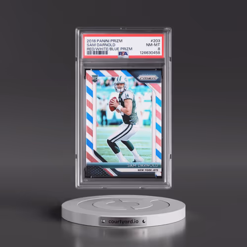 2018 Panini Prizm #203 Sam Darnold - Red/White/Blue Prizm (PSA 8 NM-MT)