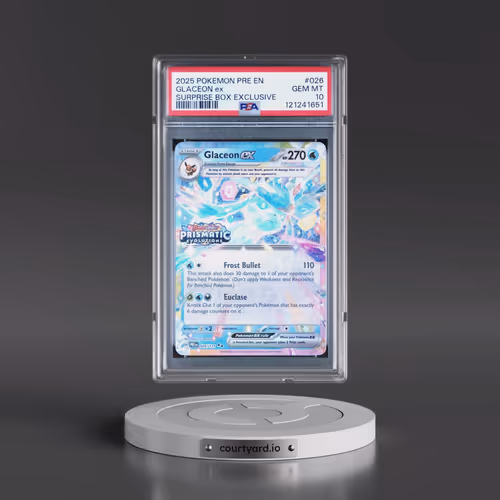 2025 Pokémon Pre EN-Prismatic Evolutions #026 Glaceon EX - Holo Surprise Box Exclusive (PSA 10 GEM M