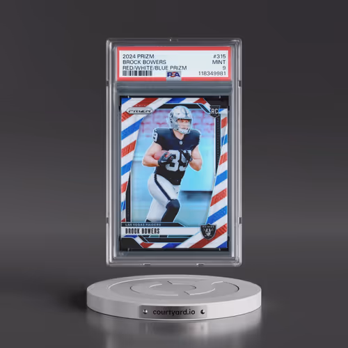 2024 Panini Prizm #315 Brock Bowers - Red/White/Blue Prizm (PSA 9 MINT)