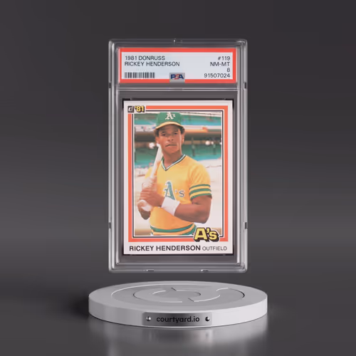 1981 Donruss #119 Rickey Henderson (PSA 8 NM-MT)