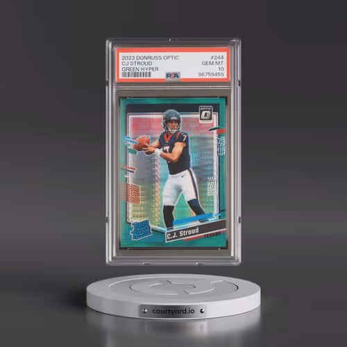 2023 Panini Donruss Optic #244 CJ Stroud - Green Hyper (PSA 10 GEM MINT)