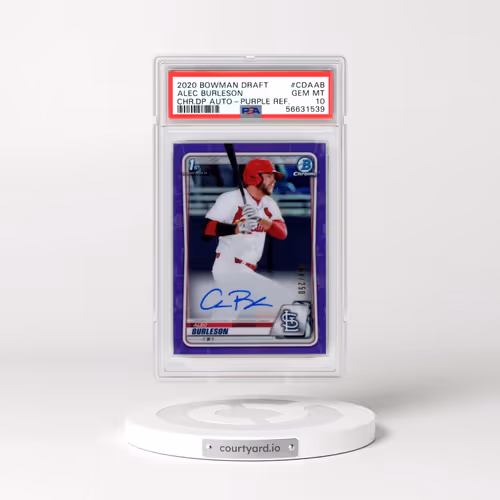 2020 Bowman Draft Chrome Draft Picks Autographs #CDAAB Alec Burleson - Purple Refractor (PSA 10 GEM
