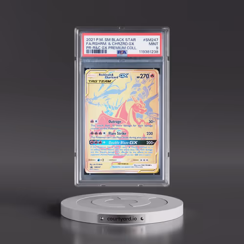 2021 Pokémon SM Black Star Promo #SM247 Reshiram & Charizard GX - Holo Full Art Reshiram & Charizard