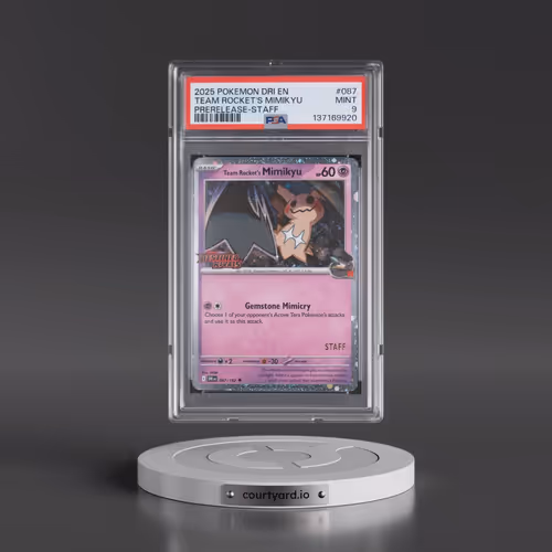 2025 Pokémon Dri EN-Destined Rivals #087 Team Rocket's Mimikyu - Prerelease-Staff (PSA 9 MINT)