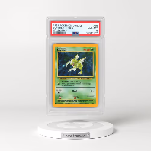 1999 Pokémon Jungle #10 Scyther - Holo No Symbol (PSA 8 NM-MT)