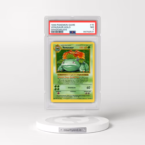 1999 Pokémon Game #15 Venusaur - Holo Shadowless (PSA 7 NM)