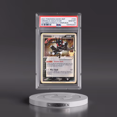2021 Pokémon Swsh Black Star Promo #144 Greninja-Gold Star - Celebrations Elite Trainer Box (PSA 10
