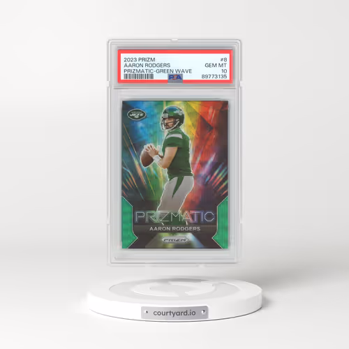 2023 Panini Prizm Prizmatic #8 Aaron Rodgers - Green Wave (PSA 10 GEM MINT)