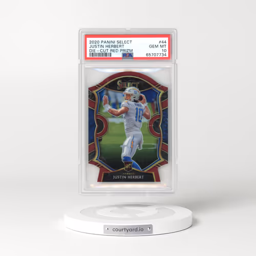 2020 Panini Select #44 Justin Herbert - Die-Cut Red Prizm (PSA 10 GEM MINT)