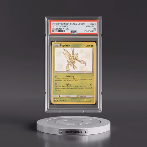 2019 Pokémon Sun & Moon Hidden Fates #SV1 Scyther - Holo (PSA 10 GEM MINT)