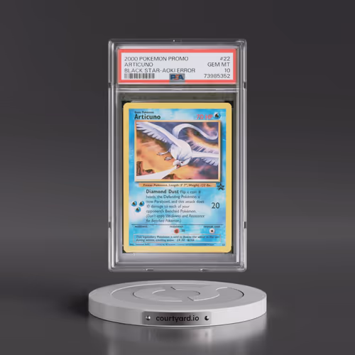 2000 Pokémon Promo Black Star #22 Articuno - Toshinao Aoki Error (PSA 10 GEM MINT)
