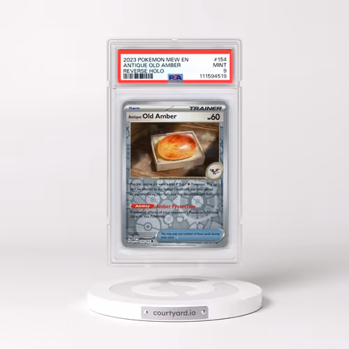 2023 Pokémon Mew EN-151 #154 Antique Old Amber - Reverse Holo (PSA 9 MINT)