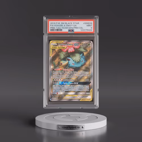 2019 Pokémon SM Black Star Promo #SM229 Venusaur & Snivy GX - Holo Full Art Tag Team Generations Pre
