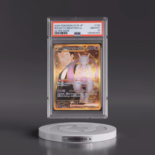 2025 Pokémon SV10-Glory of Team Rocket #130 Team Rocket's Mewtwo EX - Holo Ultra Rare (PSA 10 GEM MI