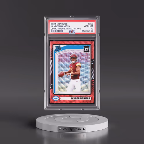 2024 Panini Donruss #389 Jayden Daniels - Optic Preview-Red Wave (PSA 10 GEM MINT)