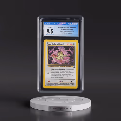 1999 Black Star Promos #18 Team Rocket's Meowth - Pokémon League (CGC 10 GEM MINT)