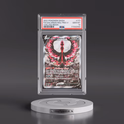 2021 Pokémon Sword & Shield Chilling Reign #177 Galarian Moltres V - Holo Full Art (PSA 10 GEM MINT)