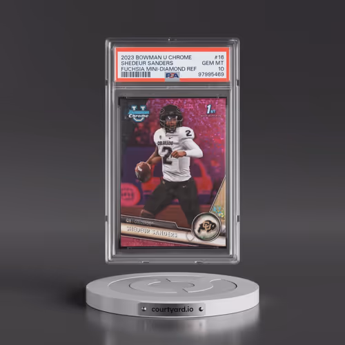 2023 Bowman University Chrome #16 Shedeur Sanders - Fuchsia Mini Diamond Refractor (PSA 10 GEM MINT)
