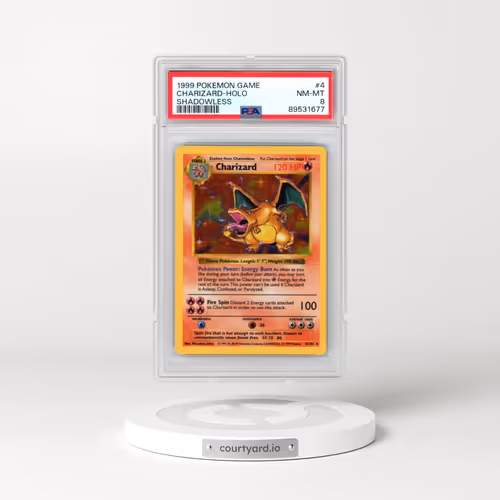 1999 Pokémon Game #4 Charizard - Holo Shadowless (PSA 8 NM-MT)
