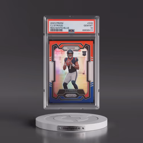 2023 Panini Prizm #339 CJ Stroud - Red/White/Blue Prizm (PSA 10 GEM MINT)