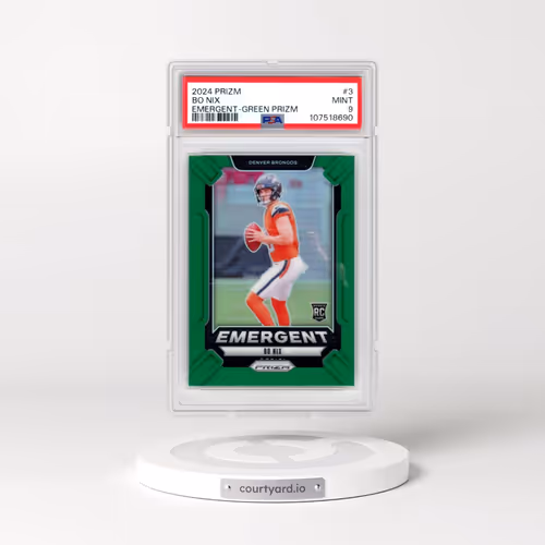2024 Panini Prizm Emergent #3 Bo Nix - Green Prizm (PSA 9 MINT)