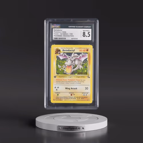 1999 Pokémon Fossil #1 Aerodactyl - 1st Edition Holo Prerelease-Cosmos (CGC 8.5 NM-MT+)