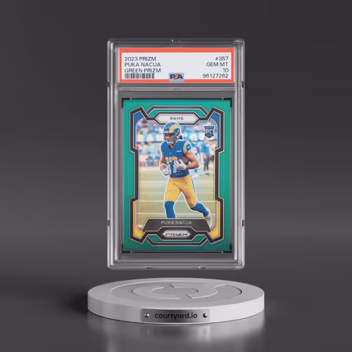 2023 Panini Prizm #357 Puka Nacua - Green Prizm (PSA 10 GEM MINT)