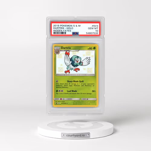 2019 Pokémon Sun & Moon Hidden Fates #SV3 Dartrix - Holo (PSA 10 GEM MINT)