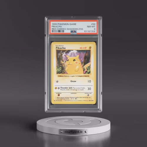 1999 Pokémon Game #58 Pikachu - Shadowless Red Cheeks (PSA 8 NM-MT)