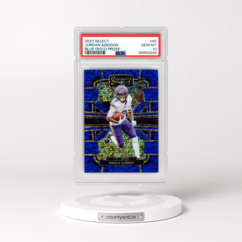 2023 Panini Select #66 Jordan Addison - Blue Disco Prizm (PSA 10 GEM MINT)