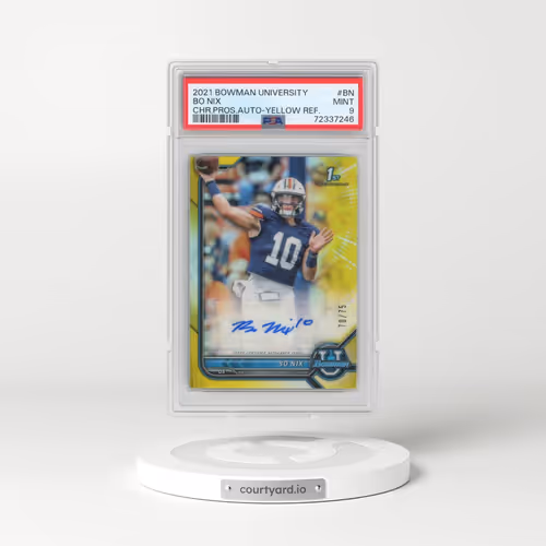 2021 Bowman University Chrome Prospect Autographs #BN Bo Nix - Yellow Refractor (PSA 9 MINT)